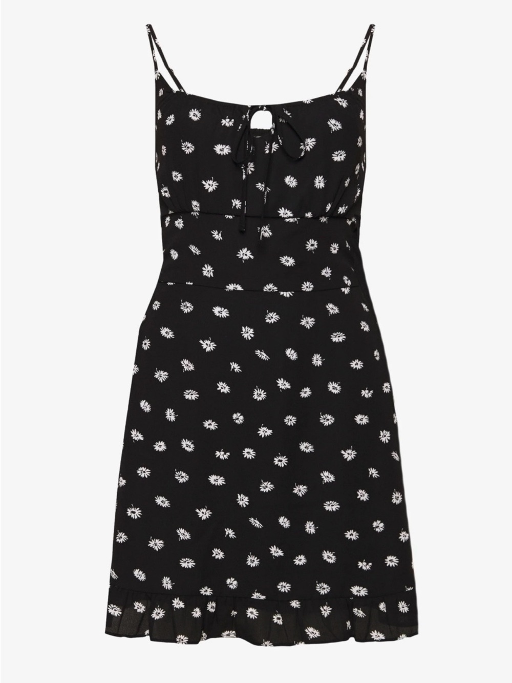 Abercrombie  and Fitch Black Daisy Print Tie-Front Spaghetti Strap Dress XS